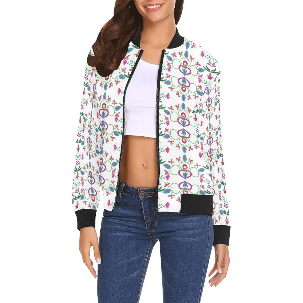 Quilled Divine White Bomber Jacket for Women