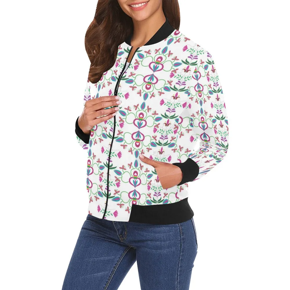 Quilled Divine White Bomber Jacket for Women