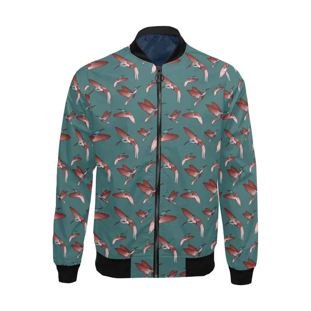 Red Swift Turquoise Bomber Jacket for Men