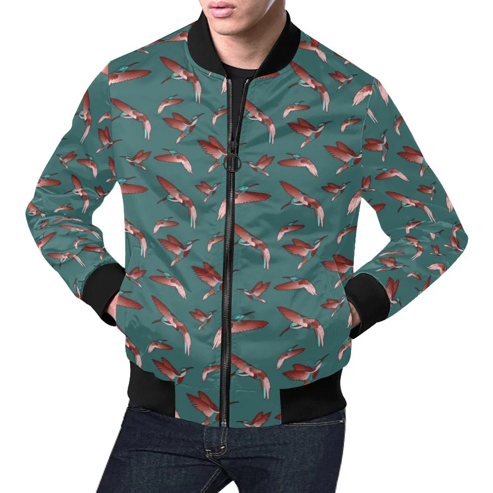 Red Swift Turquoise Bomber Jacket for Men