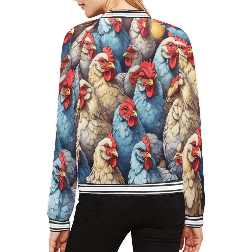 Roosters Chickens awd441 Bomber Jacket for Women