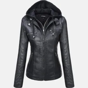 Roslyn Hooded Leather Bomber Jacket for Women | Order Now