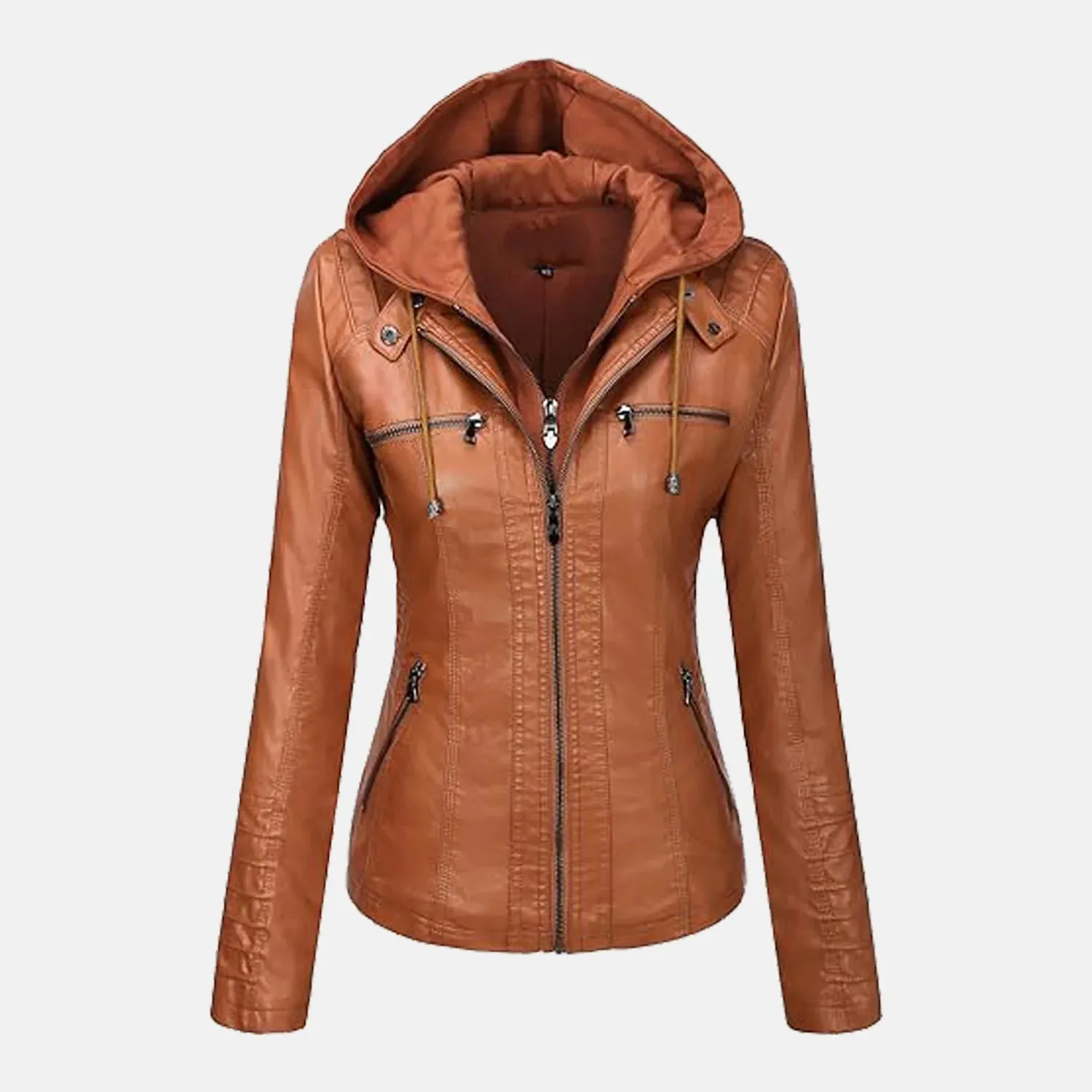 Roslyn Hooded Leather Bomber Jacket for Women | Order Now