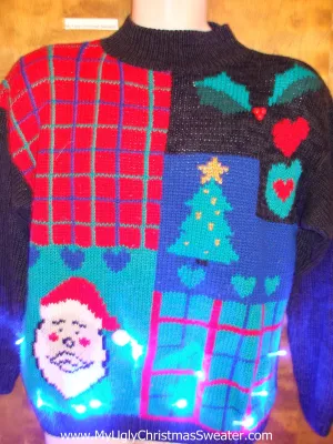 Scary Santa Light Up Ugly Xmas Sweater