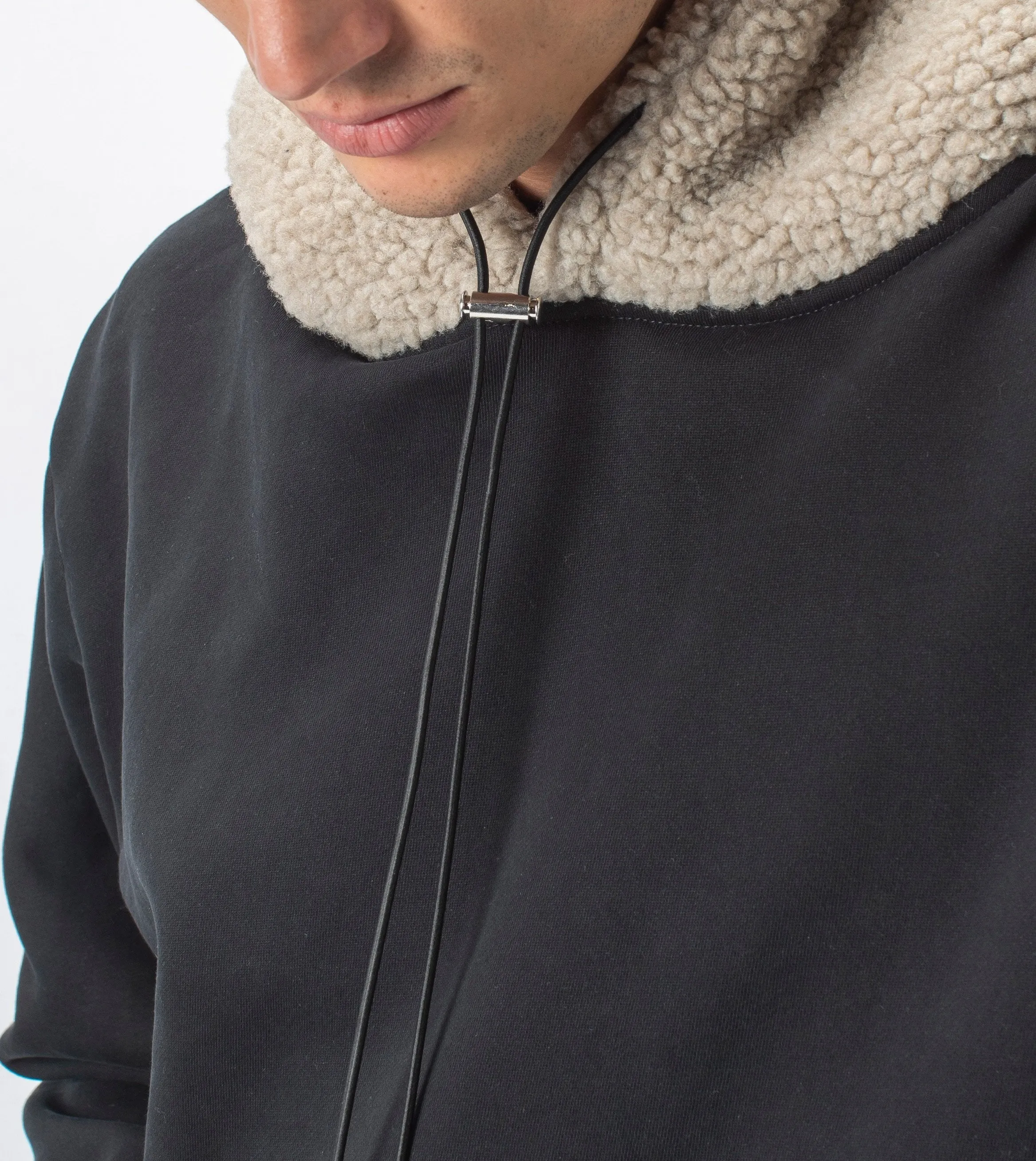 Shearling Hood Sweat Smokey Black/Timber