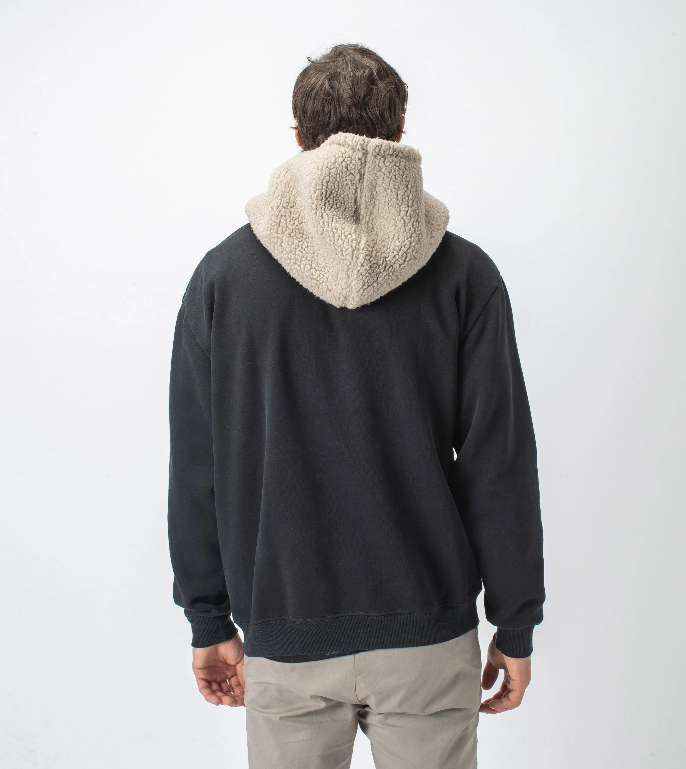 Shearling Hood Sweat Smokey Black/Timber