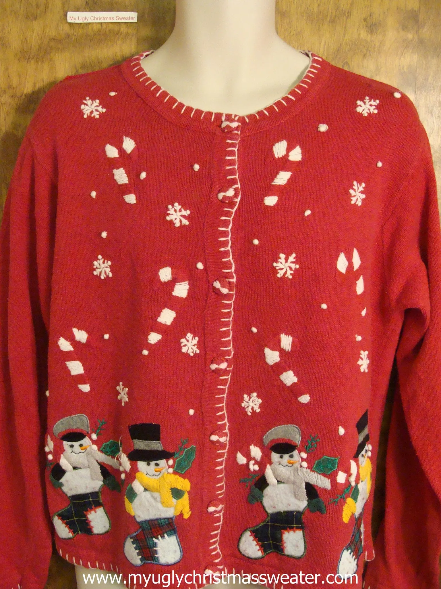 Snowmen Stuffed in Stockings Christmas Party Sweater