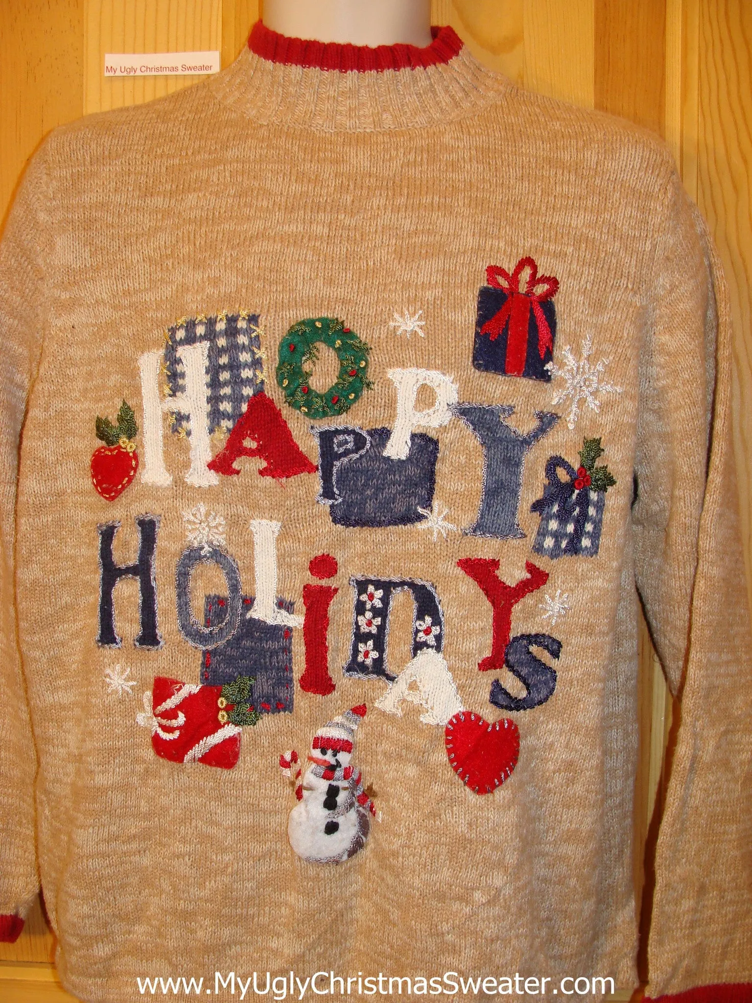 Tan Happy Holidays Festive Funny Ugly Sweater