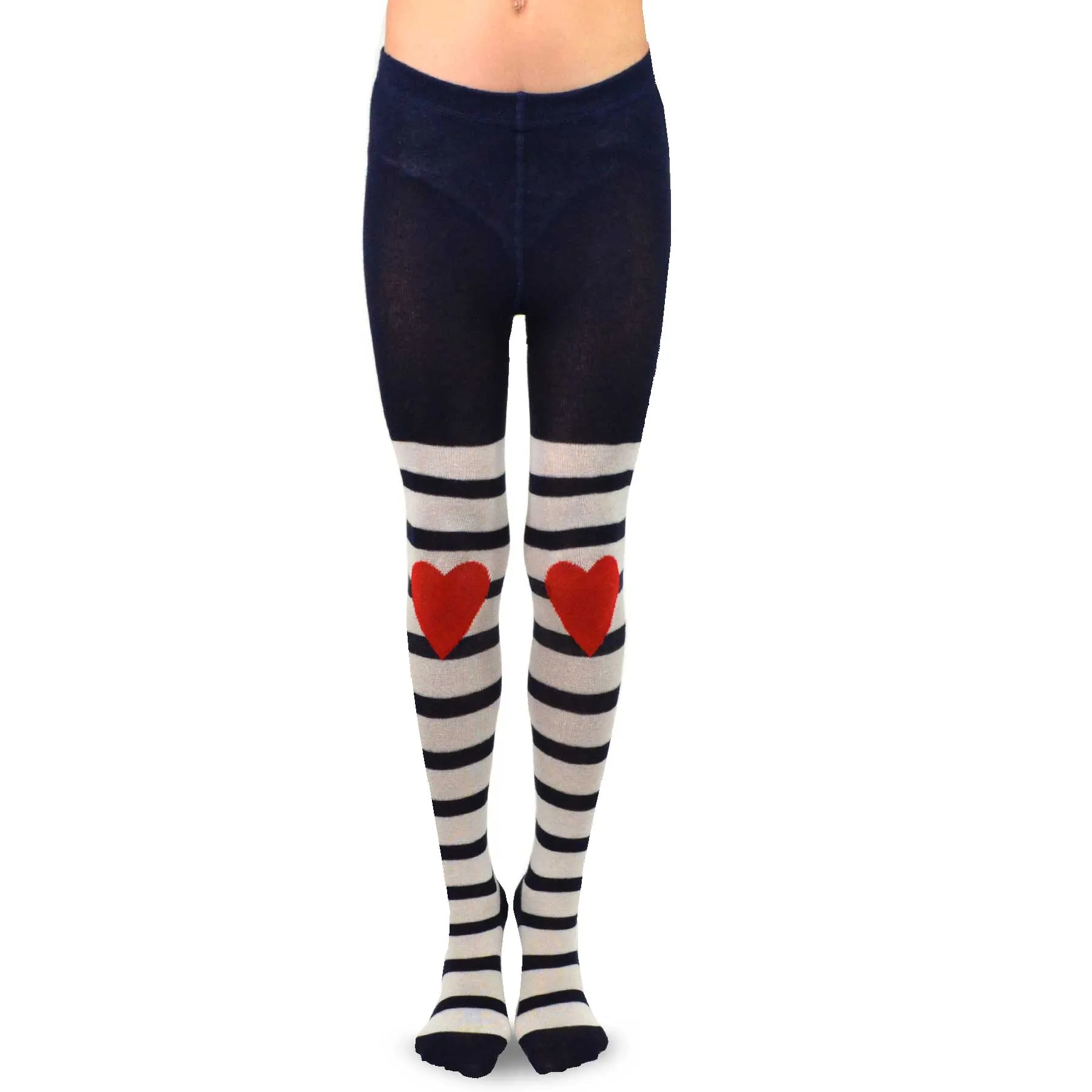 TeeHee Socks Kid's Casual Cotton Tights Stripe Heart 3-Pack (K1600)