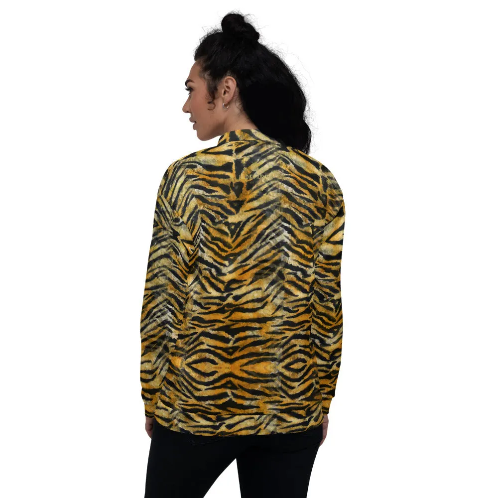 Tiger Stripe Bomber Jacket, Wild Animal Print Unisex Jacket For Men or Women-Made in EU