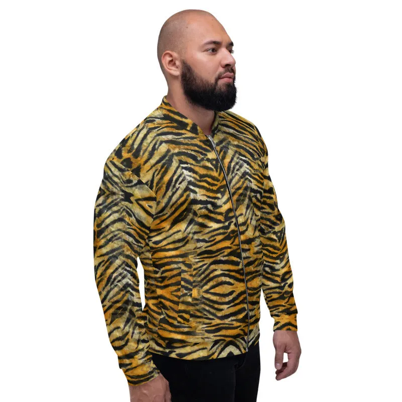 Tiger Stripe Bomber Jacket, Wild Animal Print Unisex Jacket For Men or Women-Made in EU