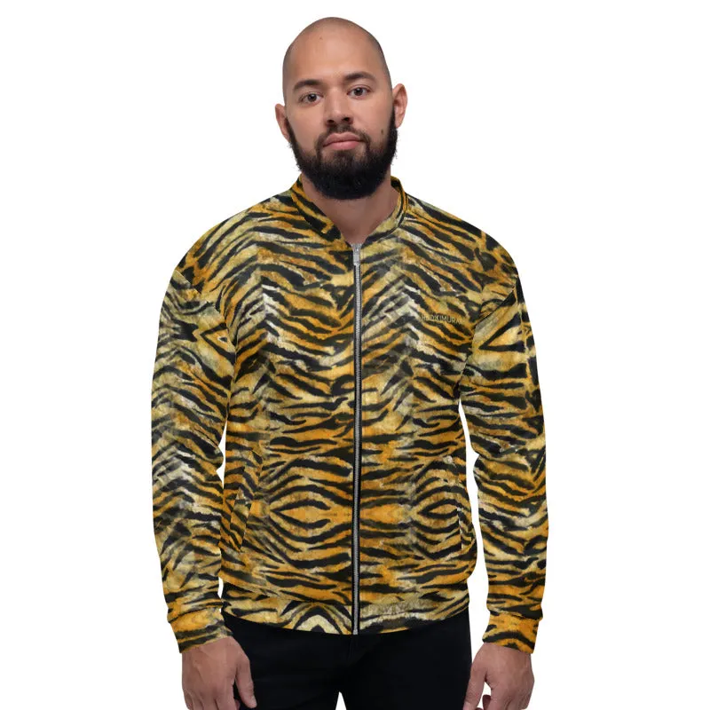 Tiger Stripe Bomber Jacket, Wild Animal Print Unisex Jacket For Men or Women-Made in EU