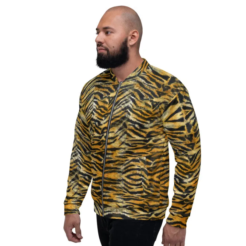 Tiger Stripe Bomber Jacket, Wild Animal Print Unisex Jacket For Men or Women-Made in EU