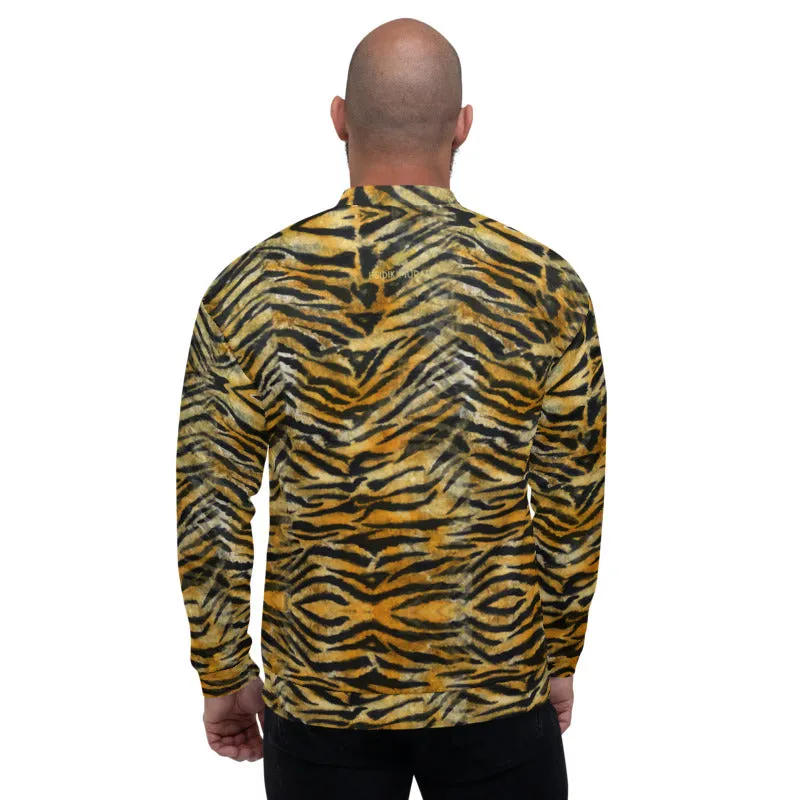 Tiger Stripe Bomber Jacket, Wild Animal Print Unisex Jacket For Men or Women-Made in EU