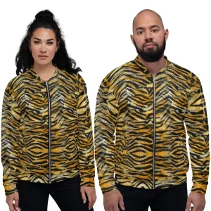 Tiger Stripe Bomber Jacket, Wild Animal Print Unisex Jacket For Men or Women-Made in EU