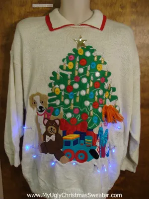 Toys and Dot Themed 80s Light Up Ugly Xmas Sweater