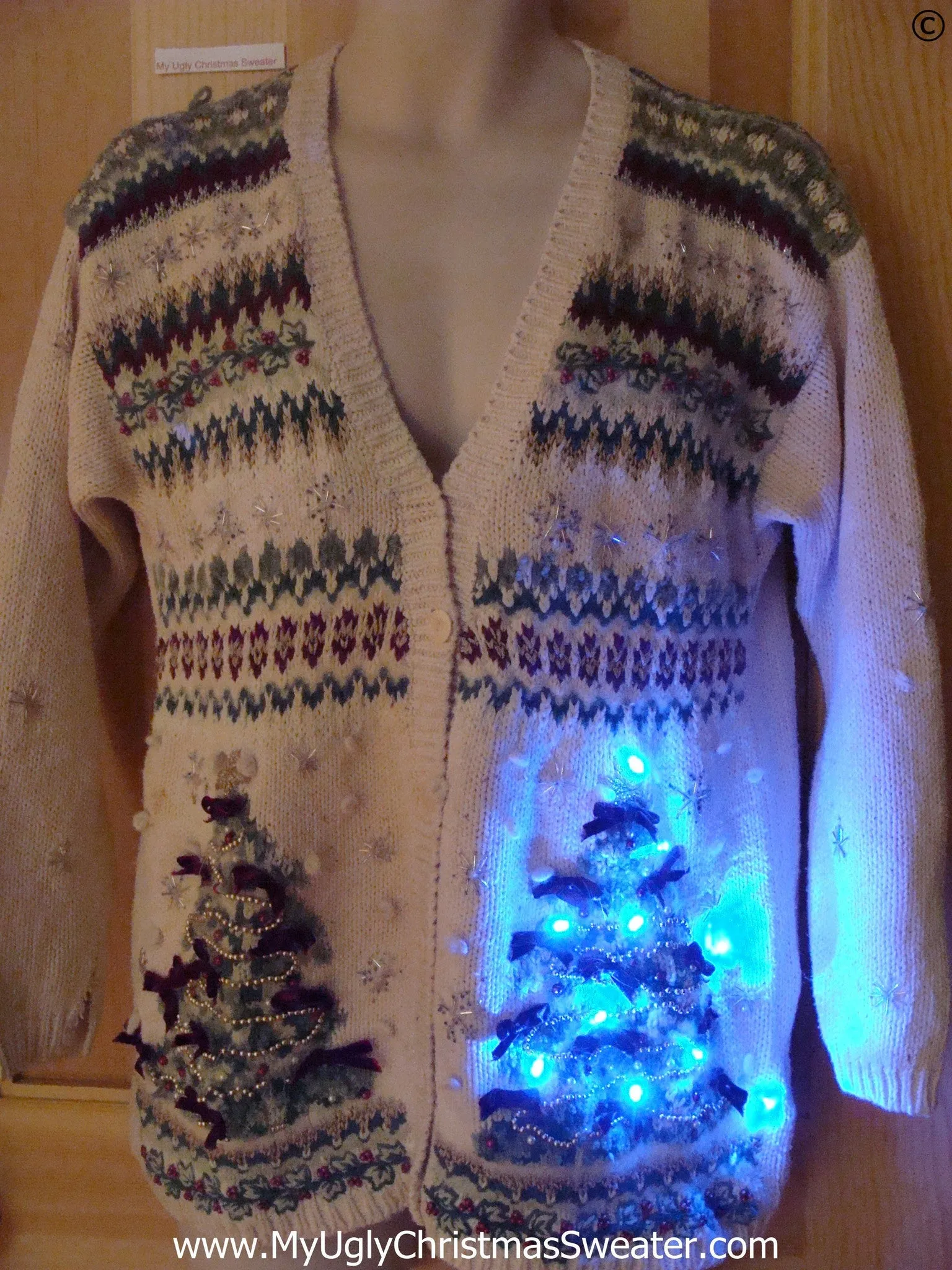 Twin Trees Christmas Sweater with Lights (g298)