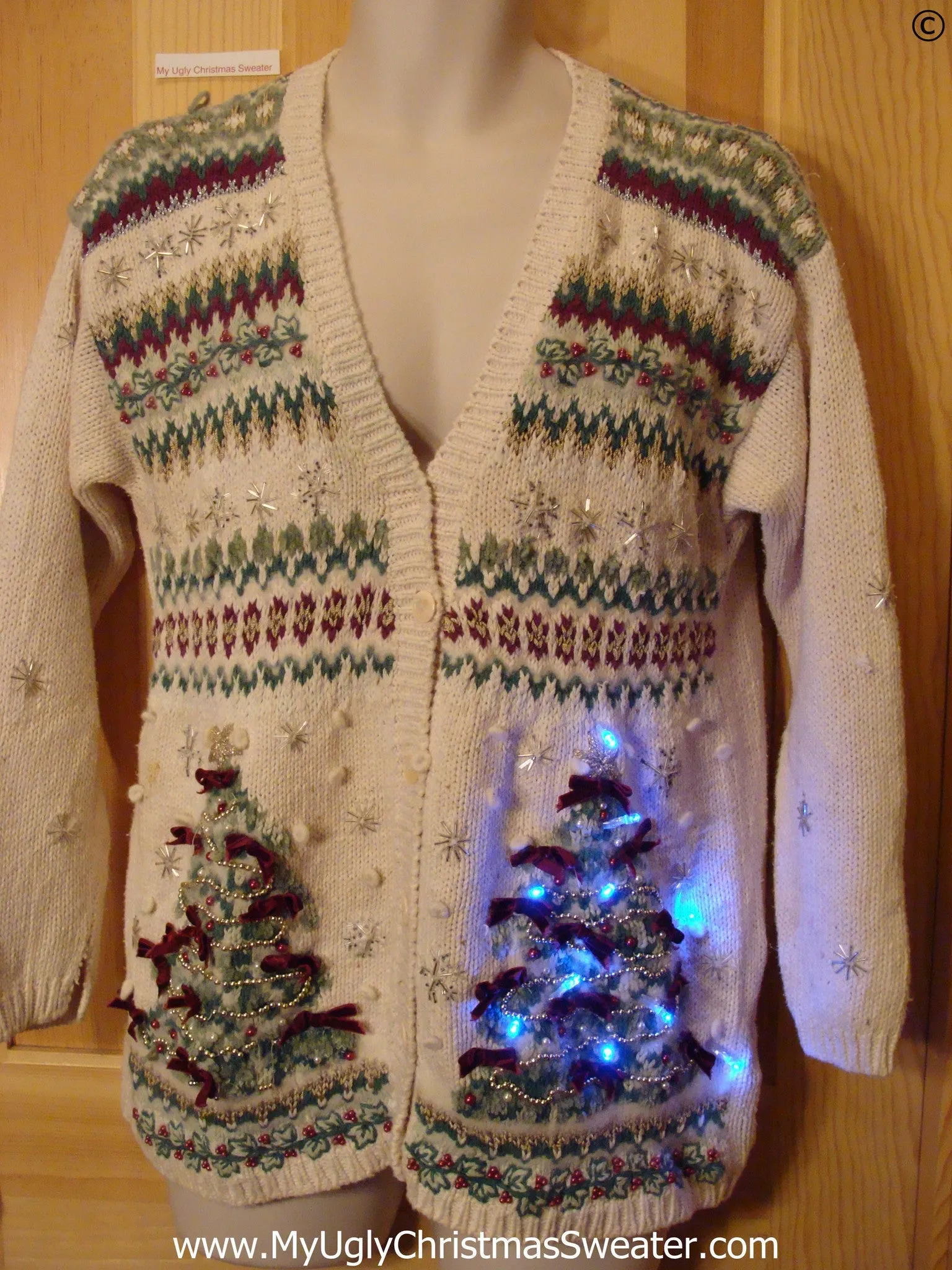 Twin Trees Christmas Sweater with Lights (g298)