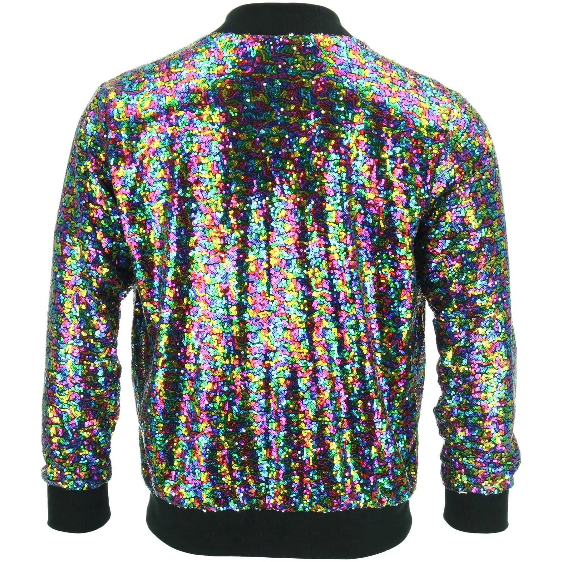 Unisex Sequin Bomber Jacket - Rainbow