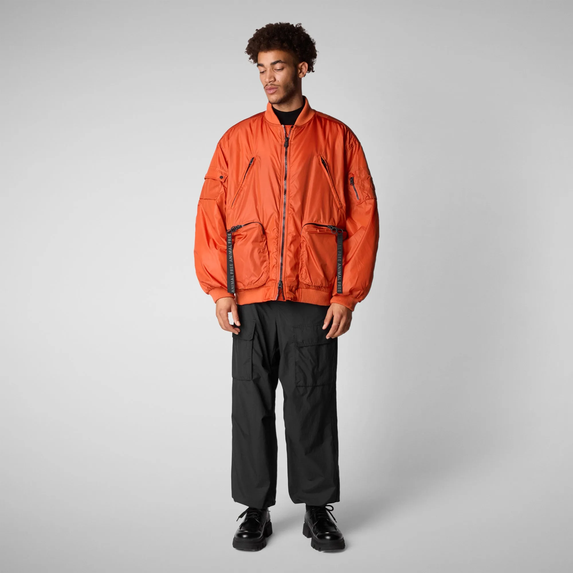 Unisex Usher Bomber Jacket in Maple Orange