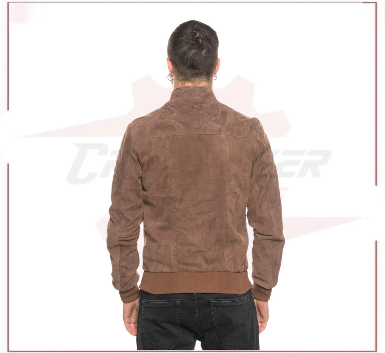 Victor - Men's Bomber Jacket in Genuine Dark Brown Suede Leather