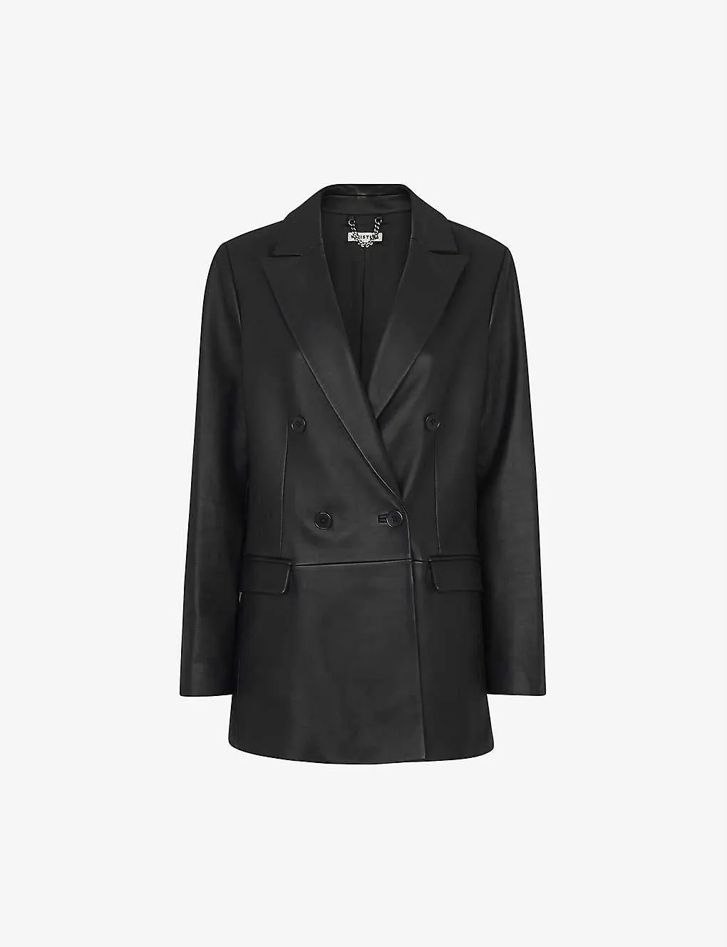 Women's Classic Black Oversized Leather Blazer