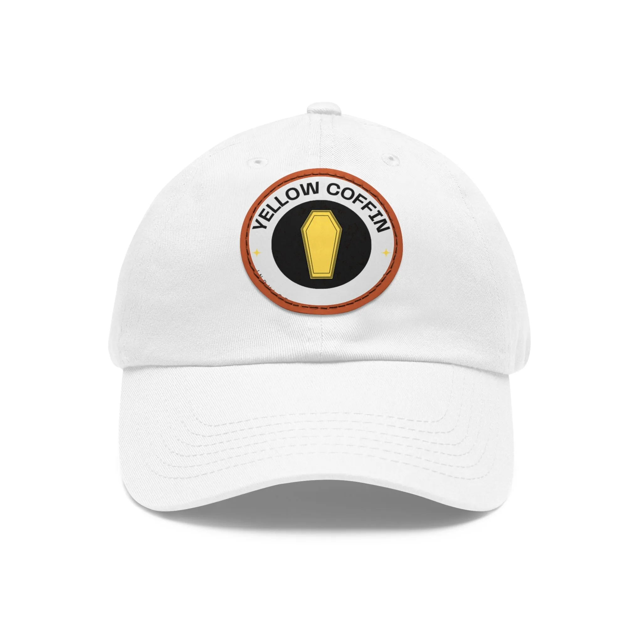 Yellow Coffin Dad Hat with Leather Patch