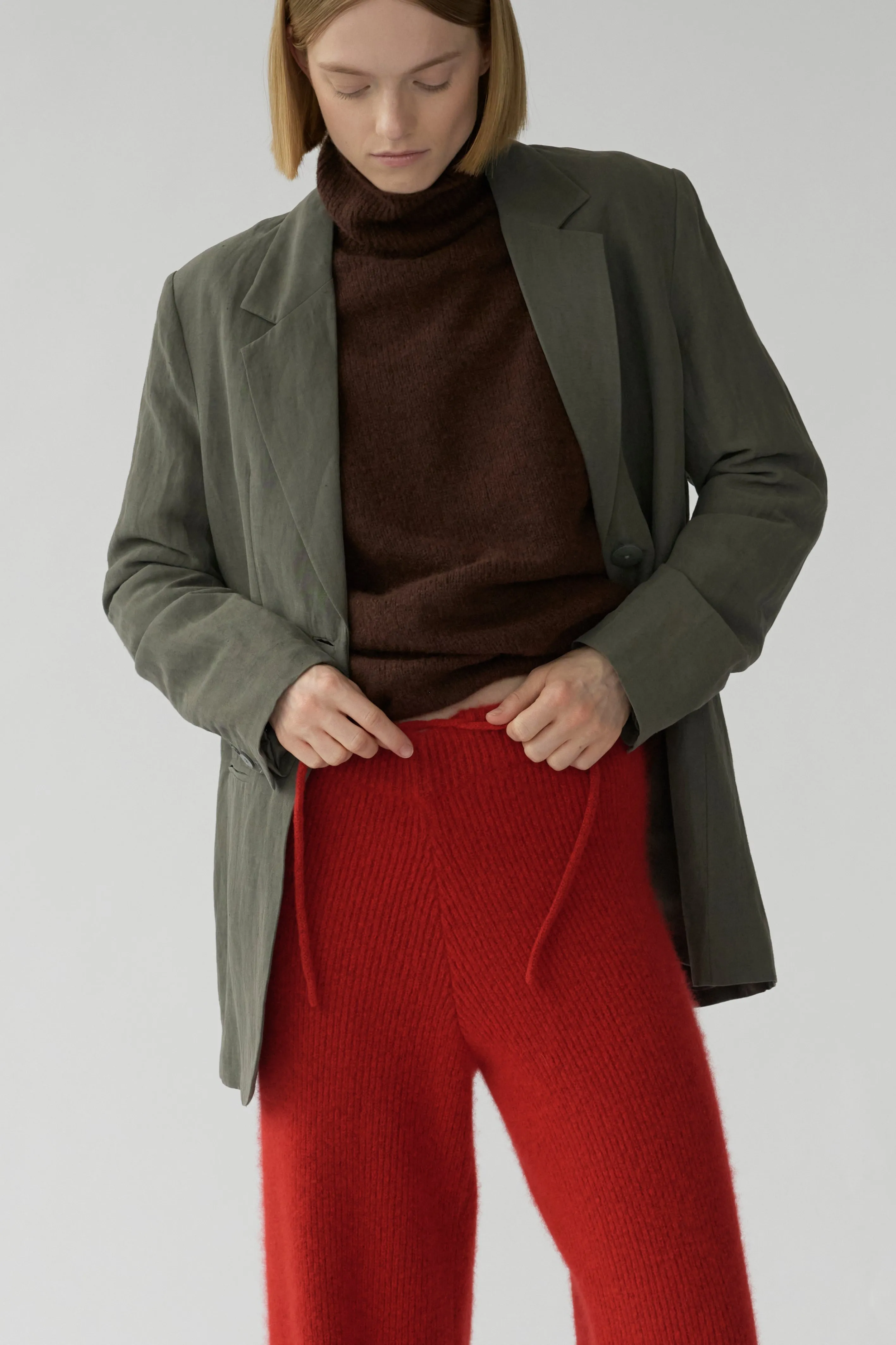 ZIGGA KNIT PANTS - CARDINAL RED - SILK/CASHMERE